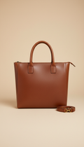 Mink Brown Structured Leather Tote